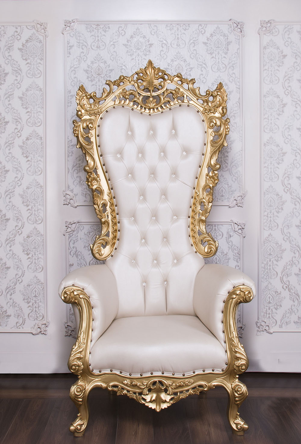 Gold Champagne Leather Ramases Throne Chair